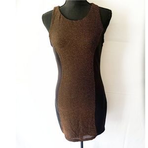Keepsake Black and Gold Metallic Bodycon D…